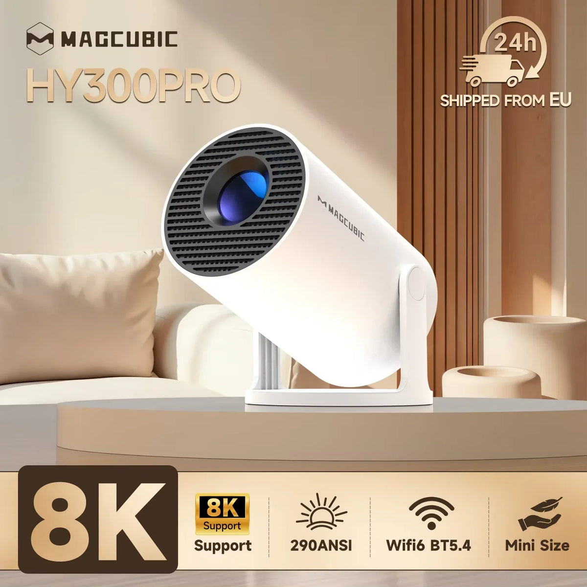 Magcubic Projector 8K Android 14 HY300 Pro Wifi6 290ANSI Allwinner H726 BT5.4 1080P 1280*720P Cinema Outdoor Portable Projetor