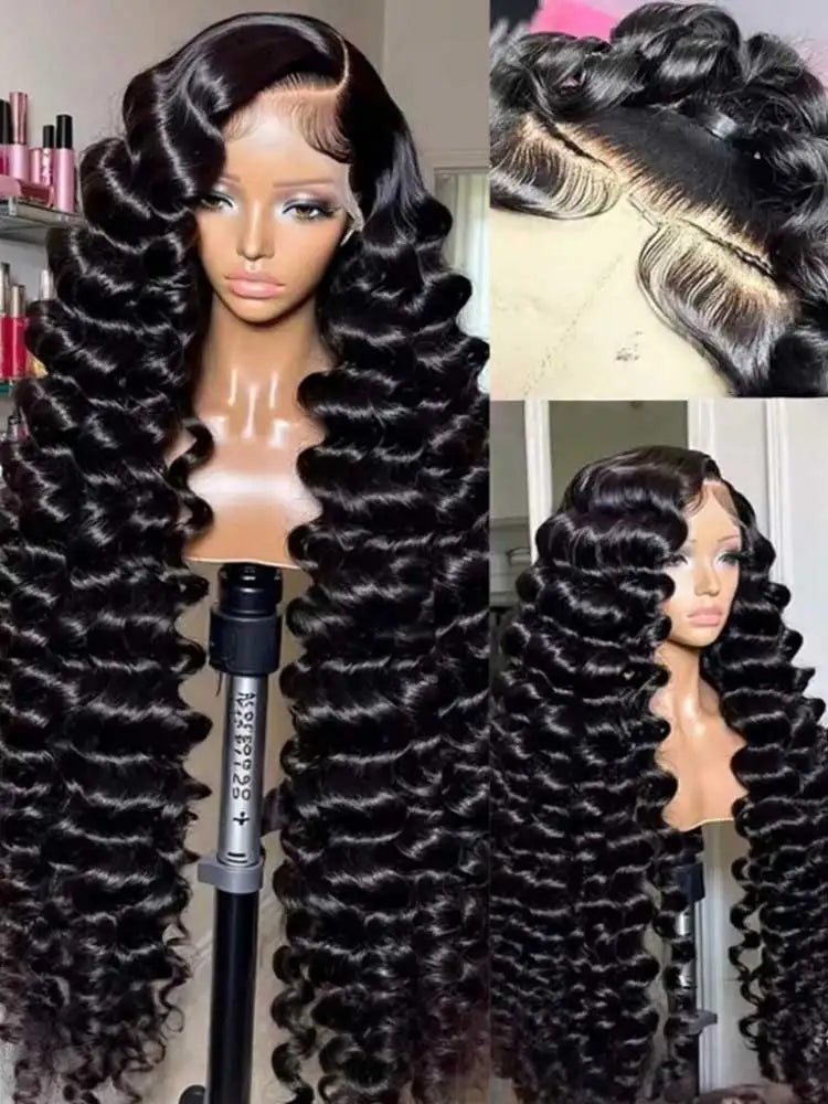 40 42 Inch Loose Deep Wave Frontal Wigs 250% 13x4 13x6 HD Lace Frontal Wigs For Women Remy Loose Deep Curly Human Hair Wigs