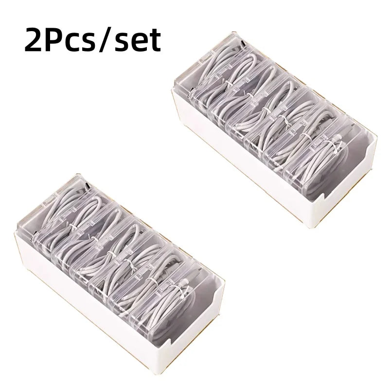 Cable Organizer Storage Box Set Durable Plastic Daily Office Supplies Sundries Charging Cord & Mobile Device Management Storage