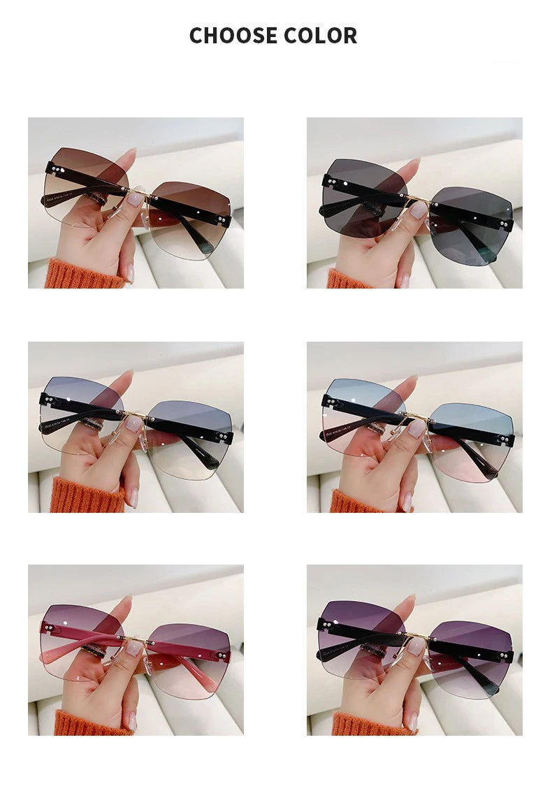 Women's Irregular Frameless Sunglasses; Daily Korean Fashion Multi-sided Polygon Driving Sun Glasses For Sun Protection 9225