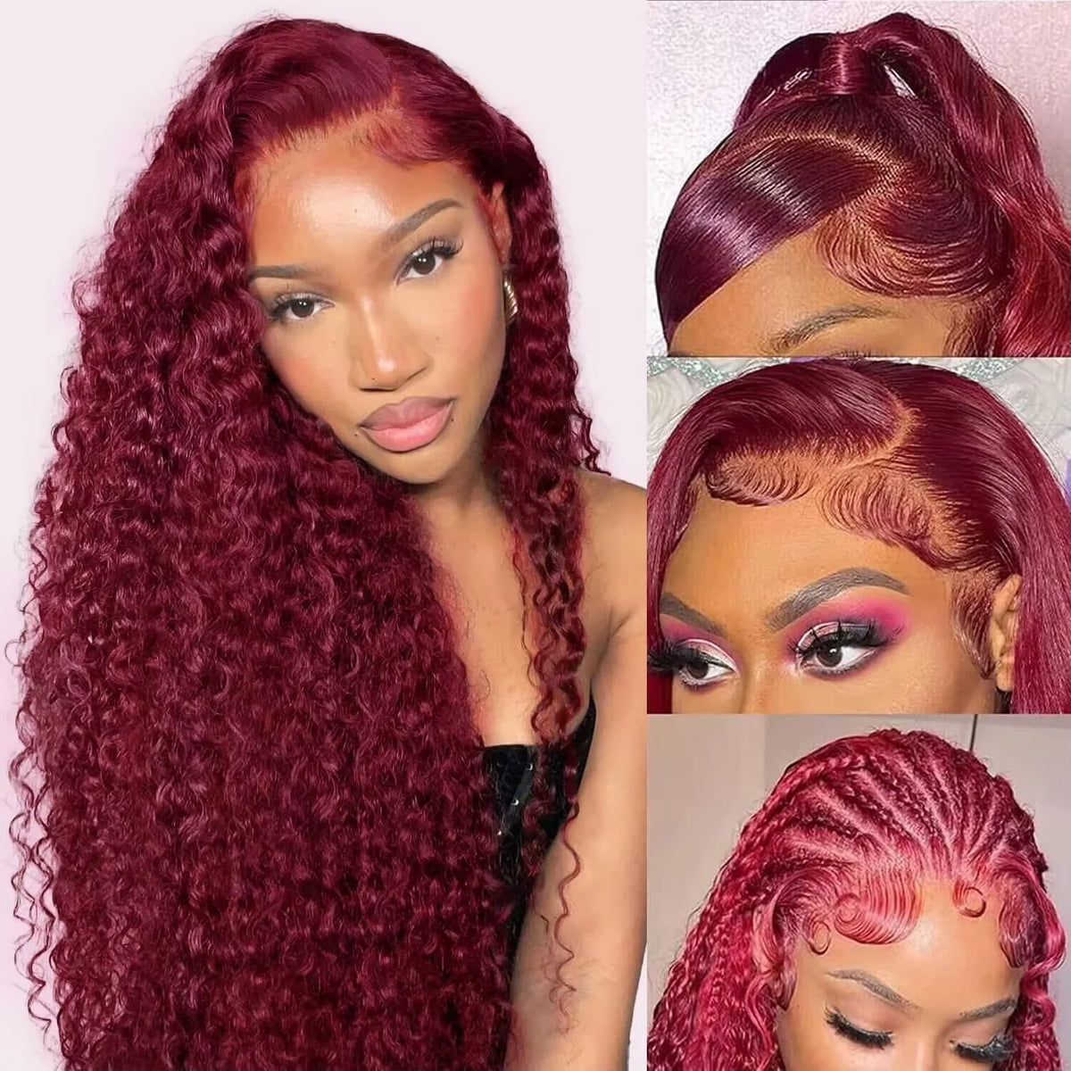 30 40 Inch Deep Wave 99J Burgundy 13x4 HD Lace Front Wig Human Hair Curly Water Wave 13x6 Hd Lace Frontal Brazilian Wigs 200 Density 99j Burgundy 13x6 Hd Lace Frontal Curly Human Hair Wig Red Wine