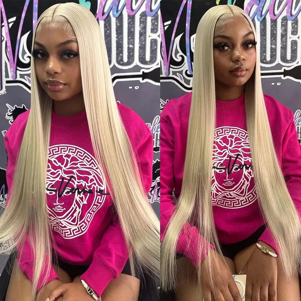 40Inch Straight Blonde 613 Blonde Human Hair Lace Frontal Wig 13x6 Transparent Blonde Lace Front Wigs Pre Plucked Human Hair Wig