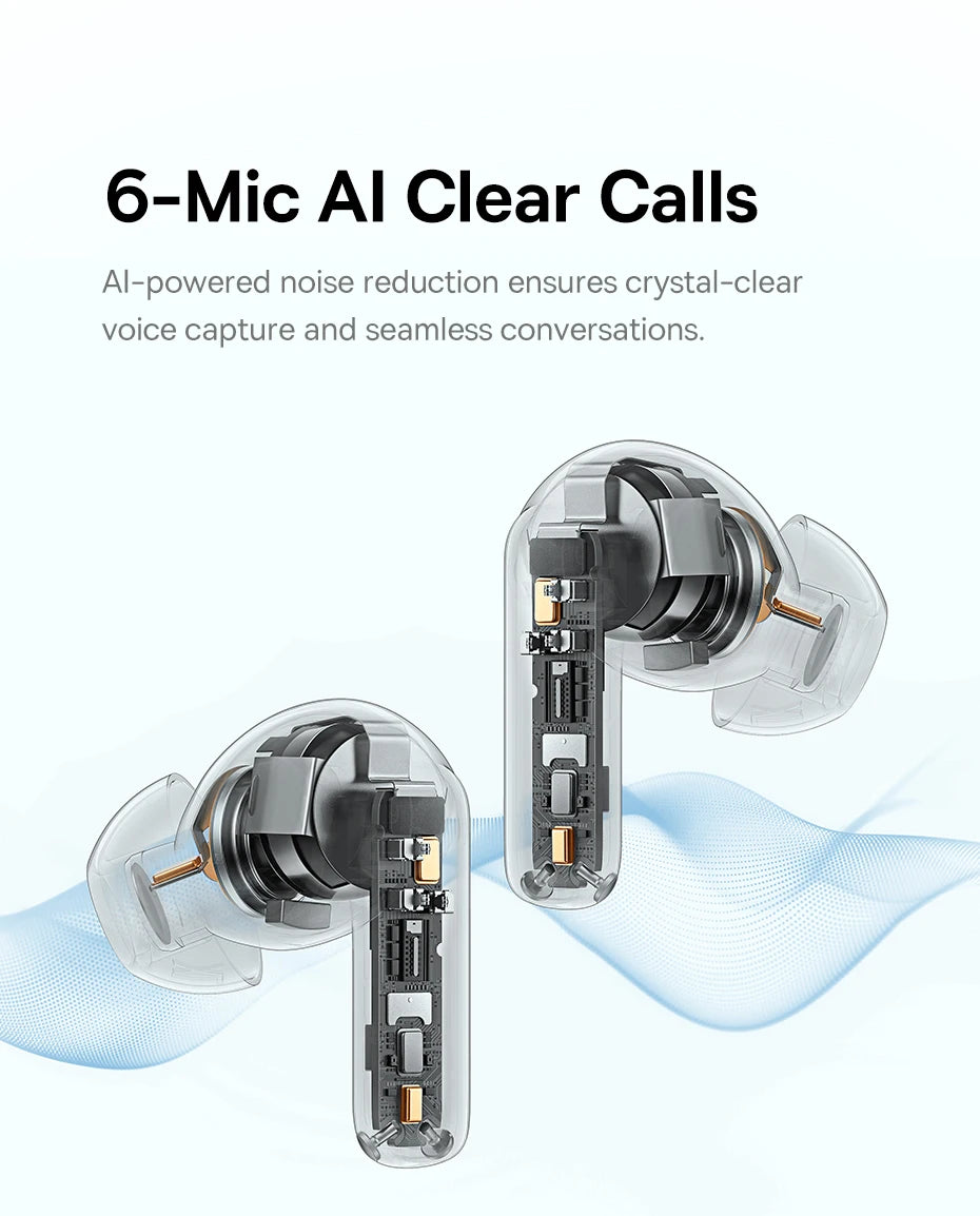 Baseus EP10 Pro ANC Earbuds Wireless Bluetooth 6.0 Earphones 50dB Realtime Adaptive Headphones 6 Mic Hi-Res LDAC IP55 Ear Buds