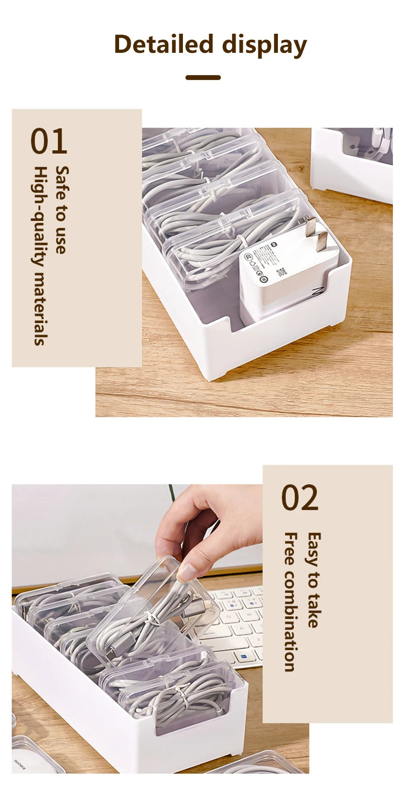 1Set Cable Storage Box Multifunctional Desk Organizer Bag Wire Charging Management Box Jewelry Storage Container For Home Office