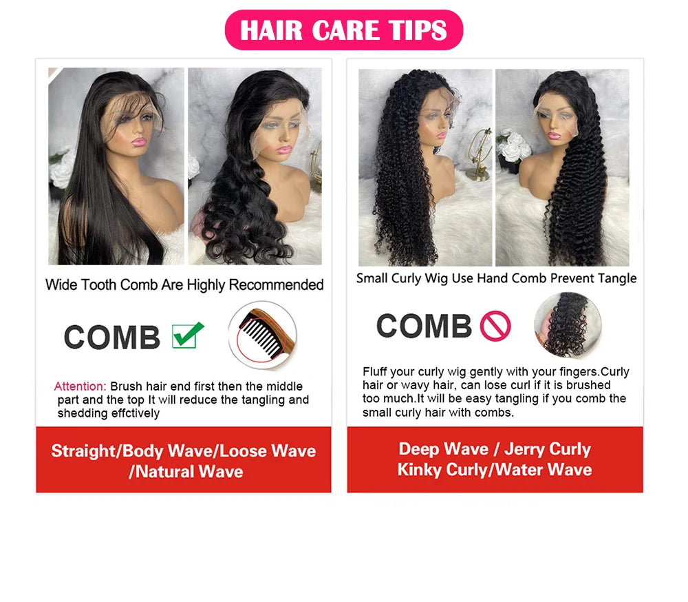 200% Real Density Curly ≥98% Human Hair Wigs 13x4 13x6 360 Hd Transparent Lace Front Wigs Deep Wave Lace Frontal Wig Water Wave
