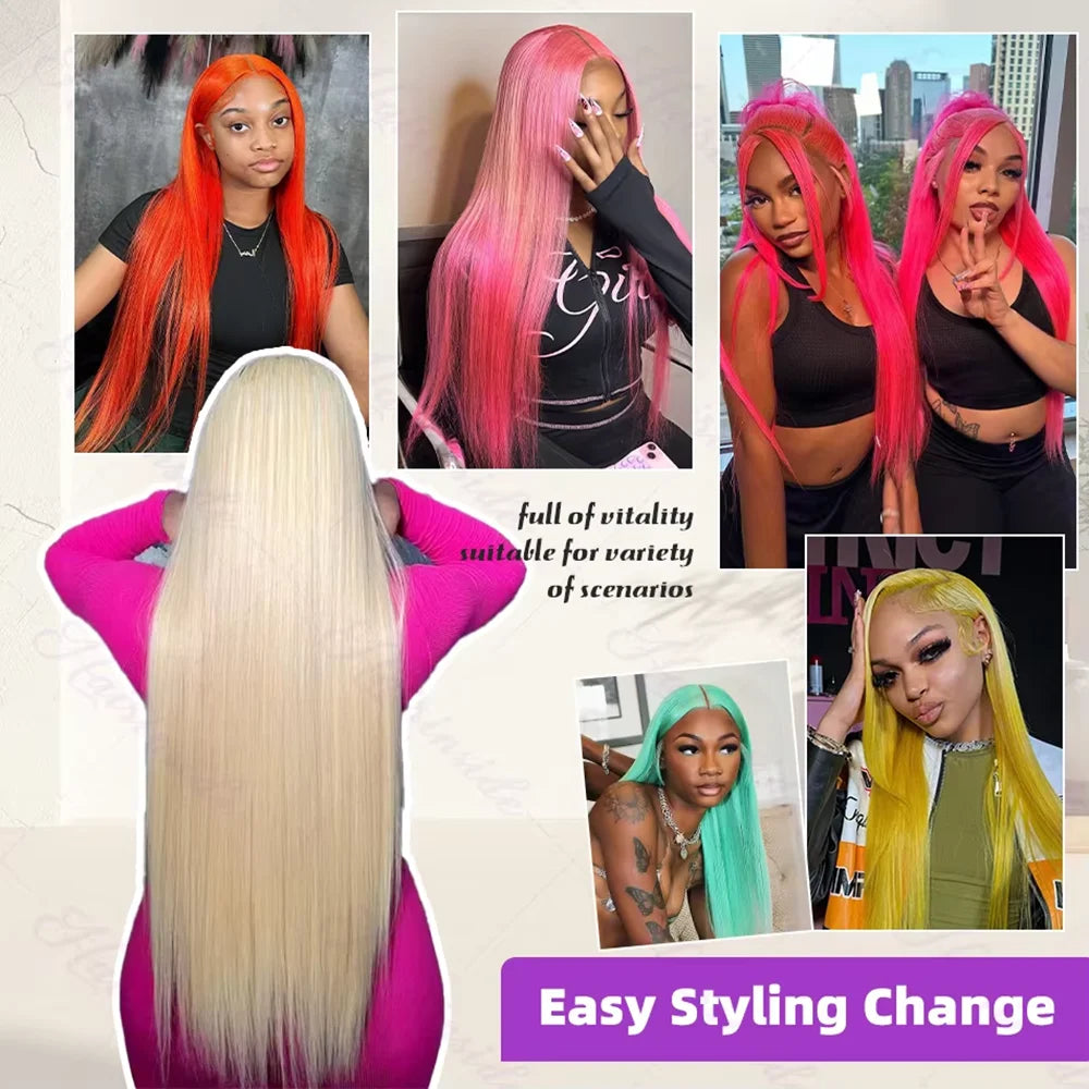 613 Blonde Straight Hd Transparent 13x6 Lace Frontal Wig 30 Inch 13x4 Brazilian Straight Human Hair Wig For Women