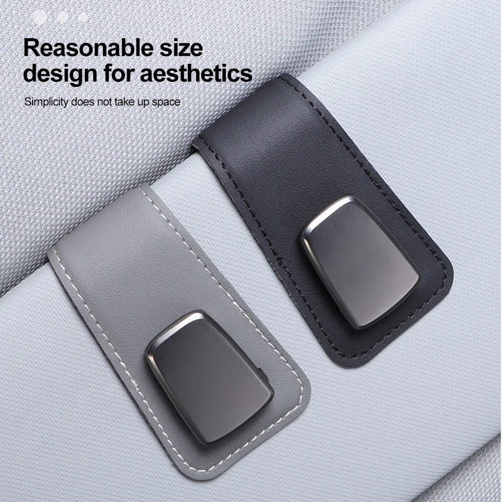 Multifunction Car Sun Visor Glasses Clip Leather Eyeglasses Clip Automobile Sunglasses Holder Card Case Auto Interior Accessorie