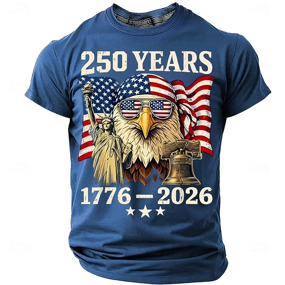 America 250th Birthday Eagle Flag 250 Years 1776-2026 Unisex Men's T-Shirts Casual Style Man Women Tees Vintage Men's Clothing