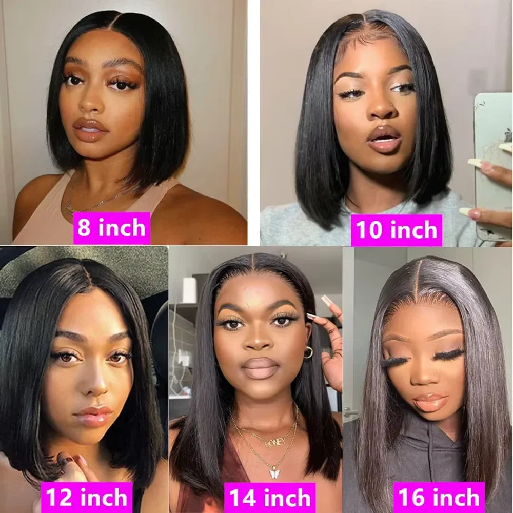 Wear And Go Glueless Human Hair Wig Bob HD Lace Straight Short Bob HD Lace Frontal Pre Plucked Human Wigs Ready To Go Fuduete