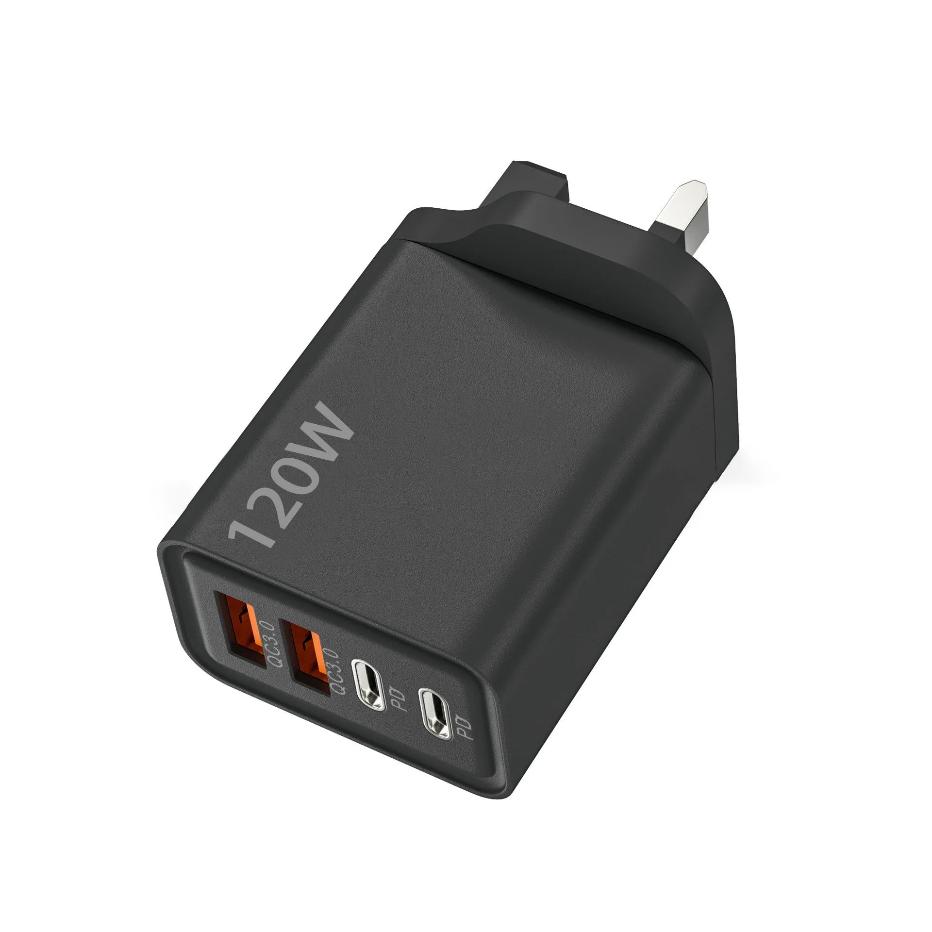 4 Port USB Charger Total 120W Fast Charging EU/US/UK Plug Wall Charger Mobile Phone Power Adapter For Phone Charge Type C Cable
