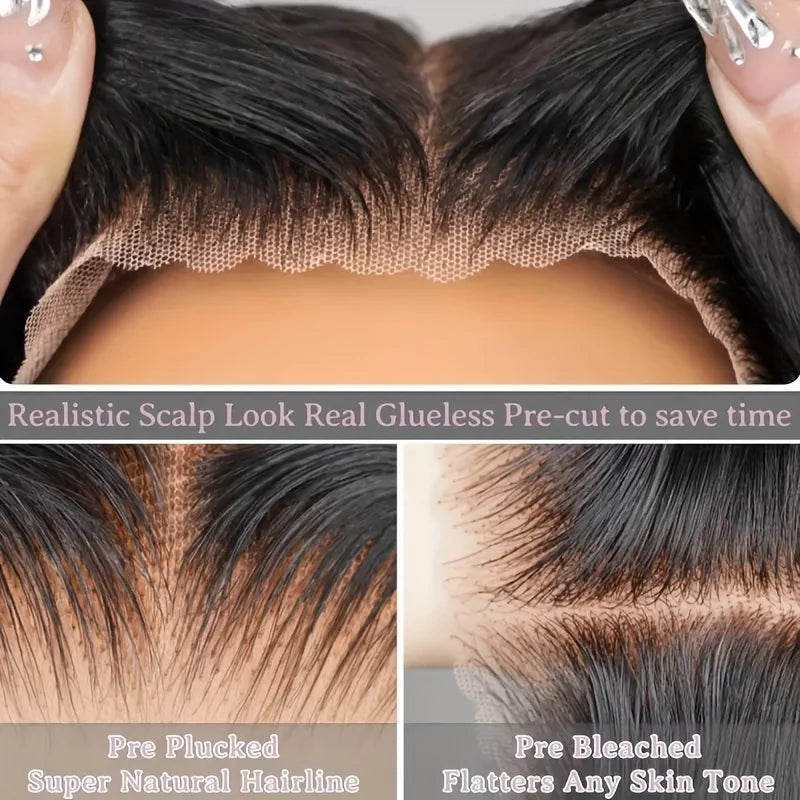 Human Hair Brazilian 4x4 Glueless Put on and go Wig 36 38 40 Inch 13x4 13x6 HD Transparent Bone Straight Lace Frontal Wigs