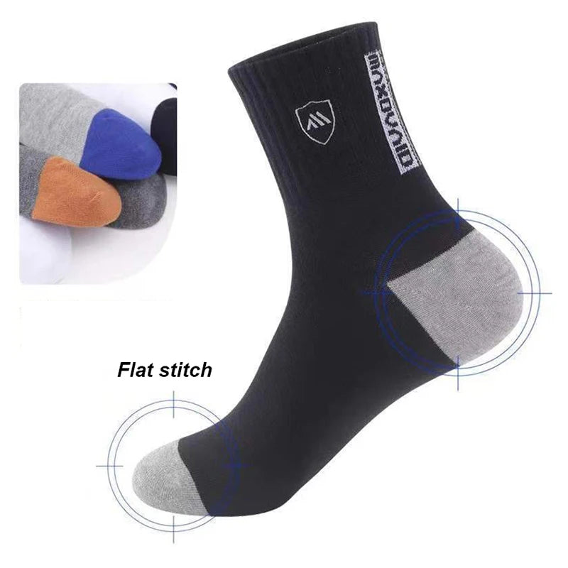 5 Pairs Men's Comfortable Breathable Crew Socks Soft Warm Elastic Sports Socks for Spring Autumn Winter Daily Casual Wear