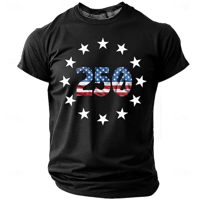 Vintage 250 Years T Shirt For Men Women 3D Print We The People USA Flag Pattern Top For Street Fashion And Holiday Outfits Tops