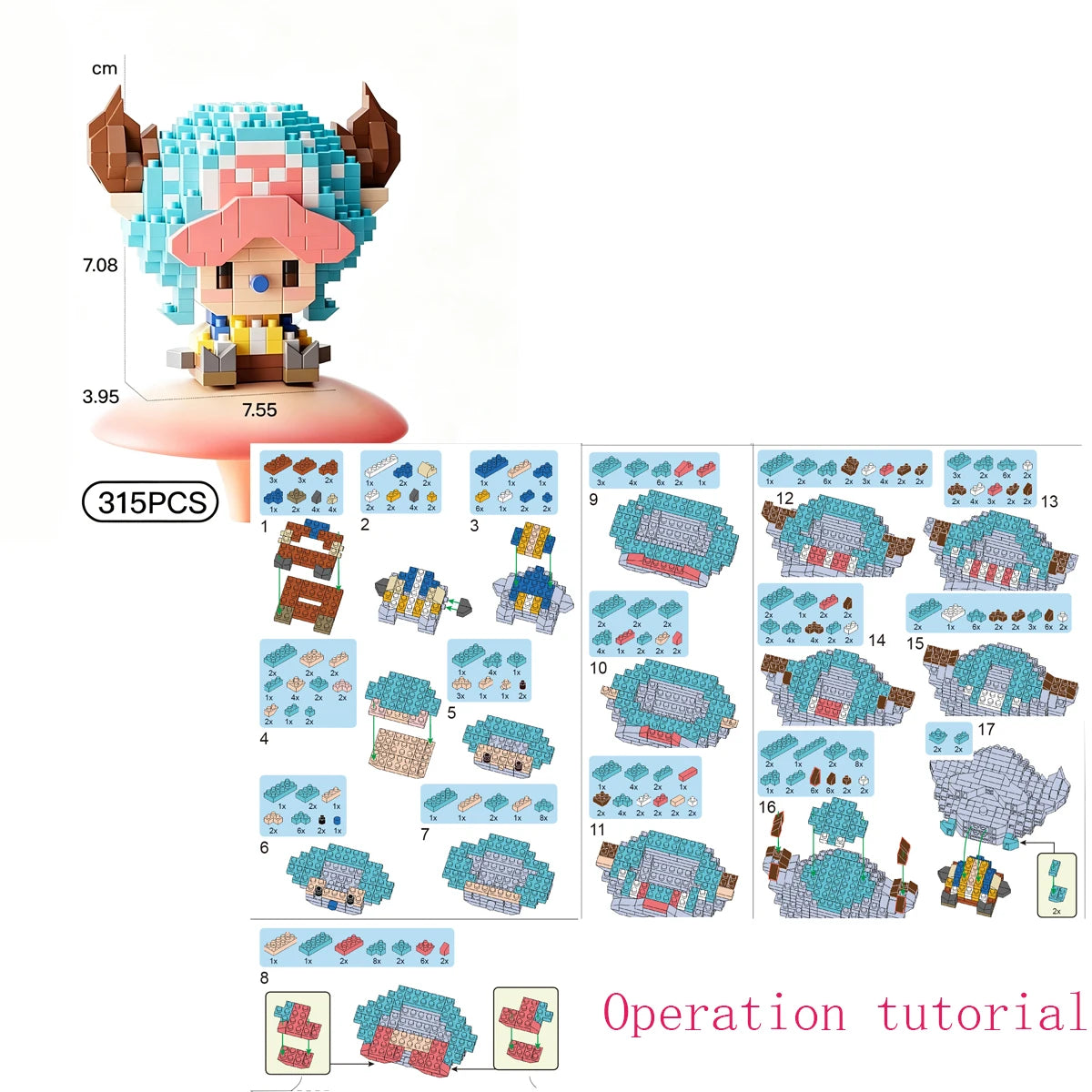 ONE PIECE Sun God Nika Luffy Micro Building Block Chopper Ace Buggy 3D Anime Model Assembly Mini Bricks Figure Toys For Gift