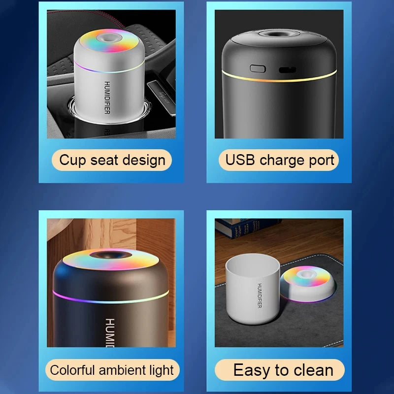 HOMEFISHMini Air Humidifier Usb Aroma Diffuser Essential Oil Purifier Cool Mist Sprayer Home BedroomLED Desktop humidificador