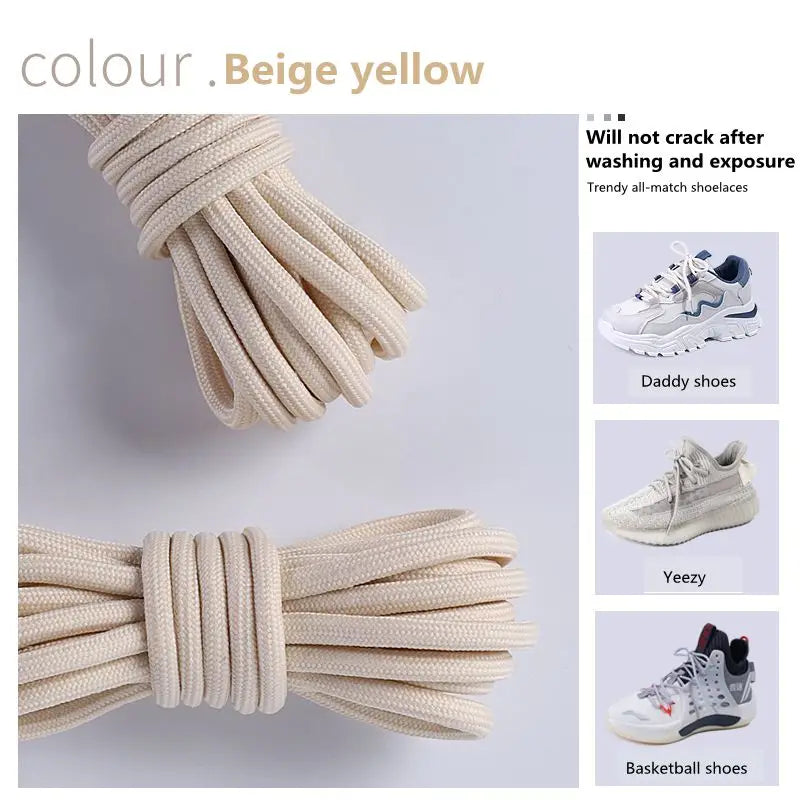 1 Pair New Round Shoe laces for Sneakers Yezy 350 Original Shoelaces for Shoes Polyester Solid Off White Laces Sport Shoestrings