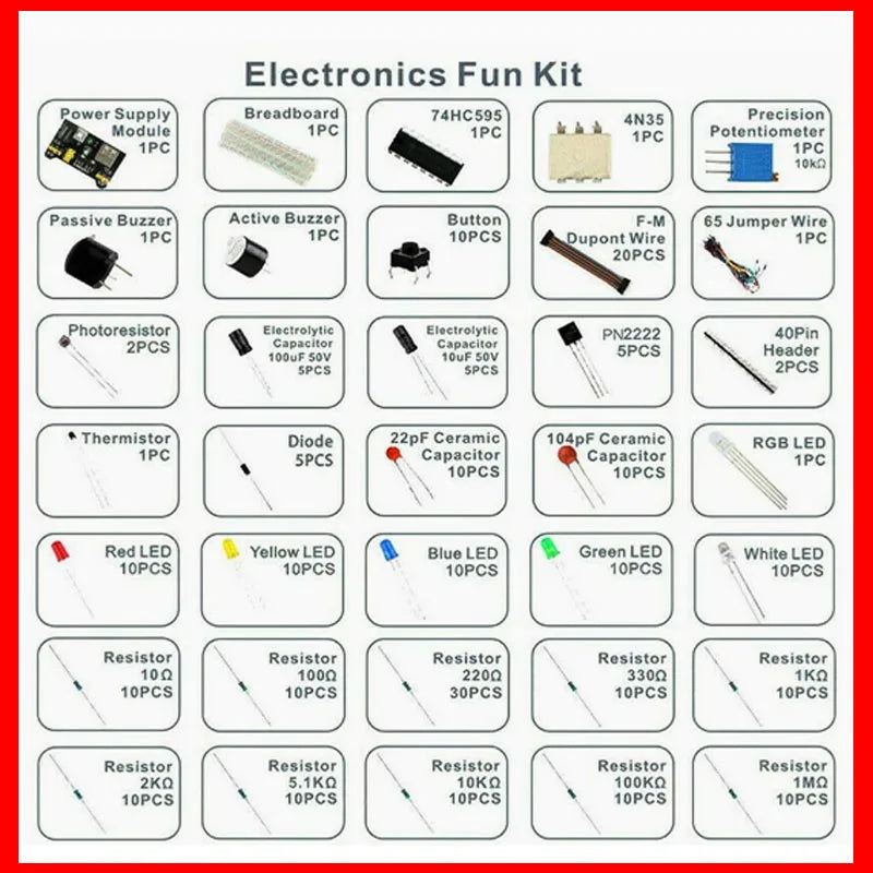 Start 830 Breadboard Kit MB-102 for UNO R3 Component Pack Beginner Electronic Components Electrolytic Capacitor Resistor led