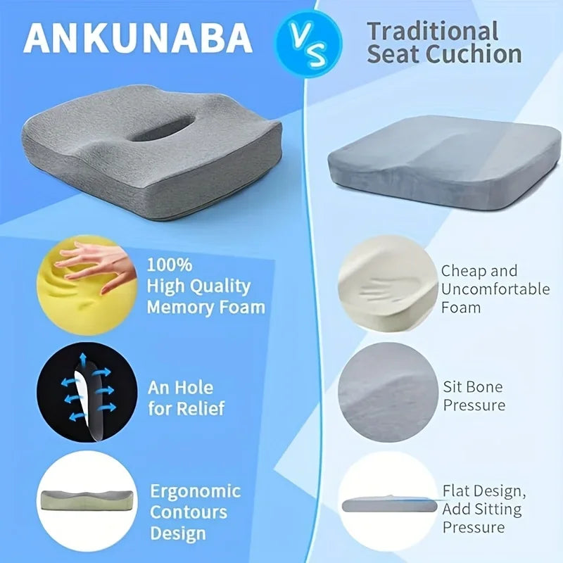1pc 3D Lumbar Support Car Cushion, Memory Foam Ergonomic for Lower Back Pain Relief, Also for Office & Wheelchair Use