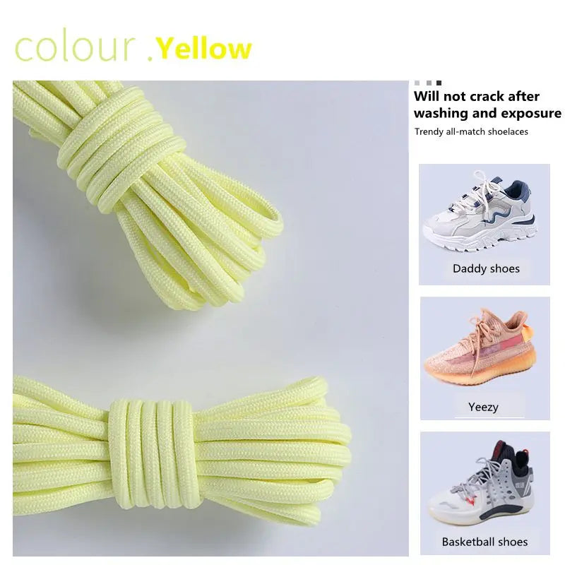 1 Pair New Round Shoe laces for Sneakers Yezy 350 Original Shoelaces for Shoes Polyester Solid Off White Laces Sport Shoestrings