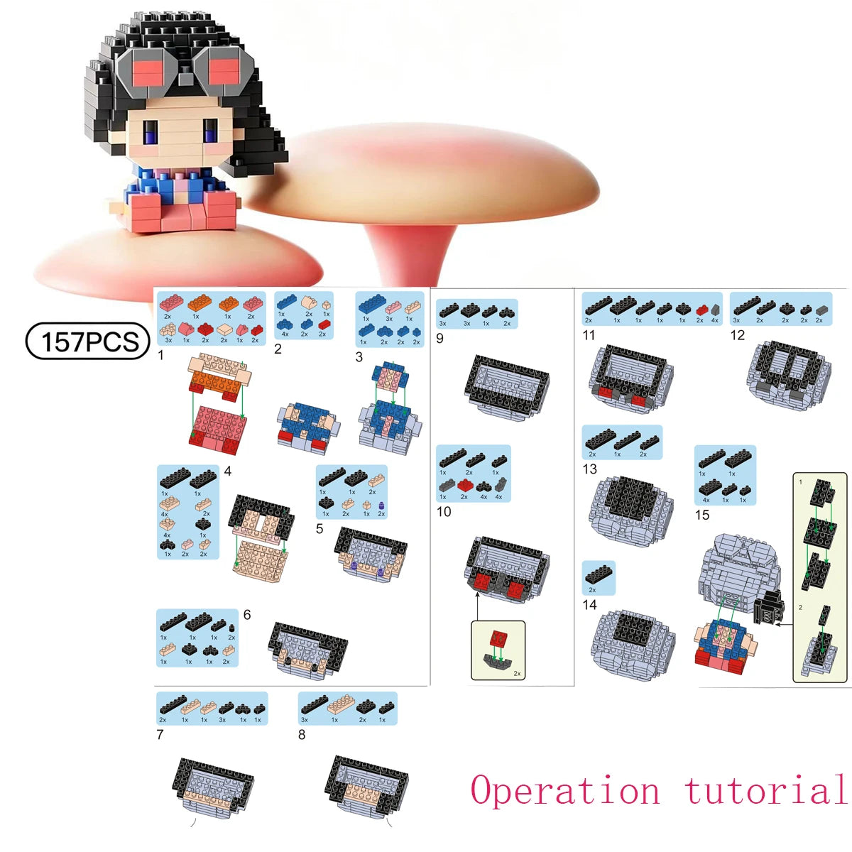 ONE PIECE Sun God Nika Luffy Micro Building Block Chopper Ace Buggy 3D Anime Model Assembly Mini Bricks Figure Toys For Gift
