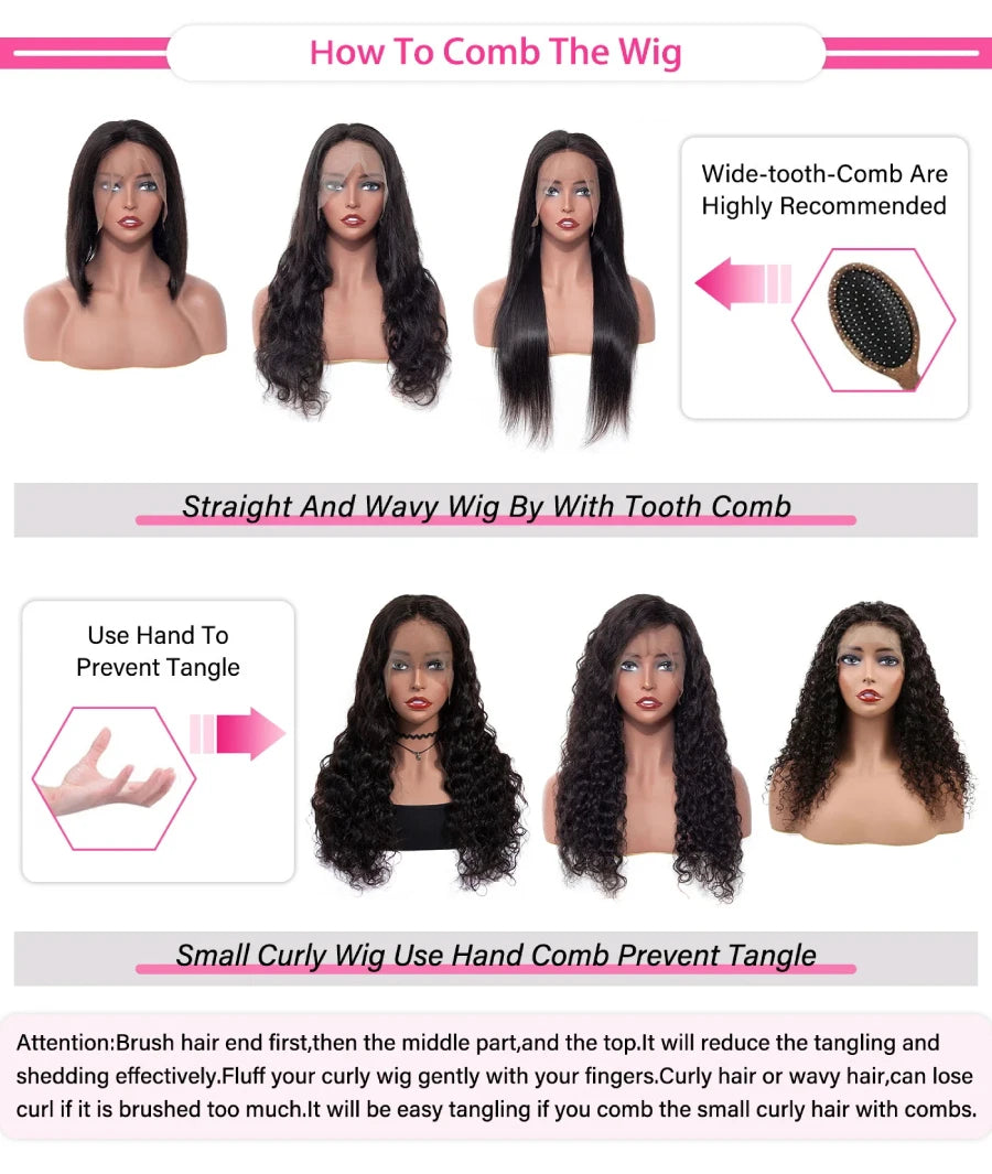 180% Density Brazilian Human Hair Wigs Pre Plucked Hd 13x4 Lace Front Wig Bleached Knots Transparent Lace Frontal Wig