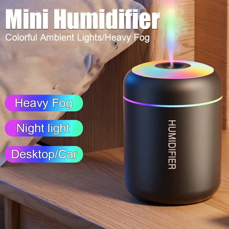 HOMEFISHMini Air Humidifier Usb Aroma Diffuser Essential Oil Purifier Cool Mist Sprayer Home BedroomLED Desktop humidificador