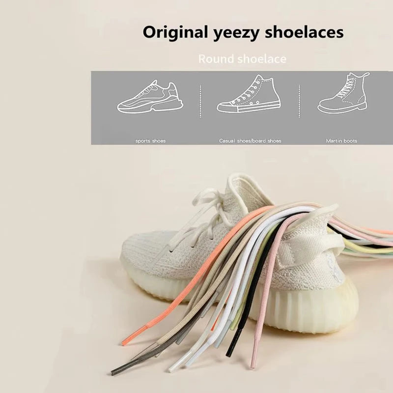 1 Pair New Round Shoe laces for Sneakers Yezy 350 Original Shoelaces for Shoes Polyester Solid Off White Laces Sport Shoestrings