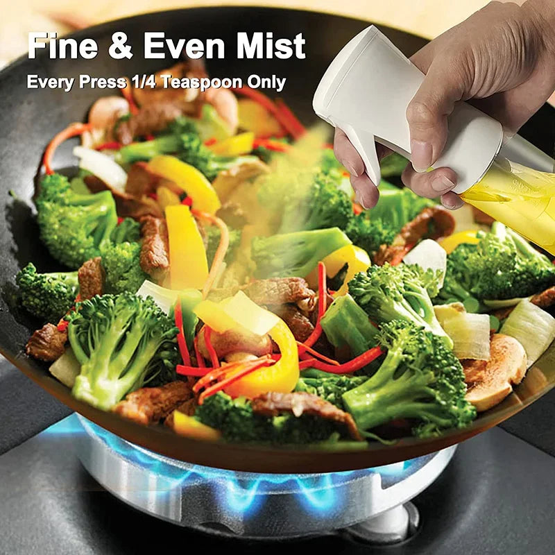 200/300/500ml Oil Spray Plastic Household Kitchen Oil Spray Bottle Or Oil Brush Nebulizing Mist Filling Cooking Dual Use BBQ