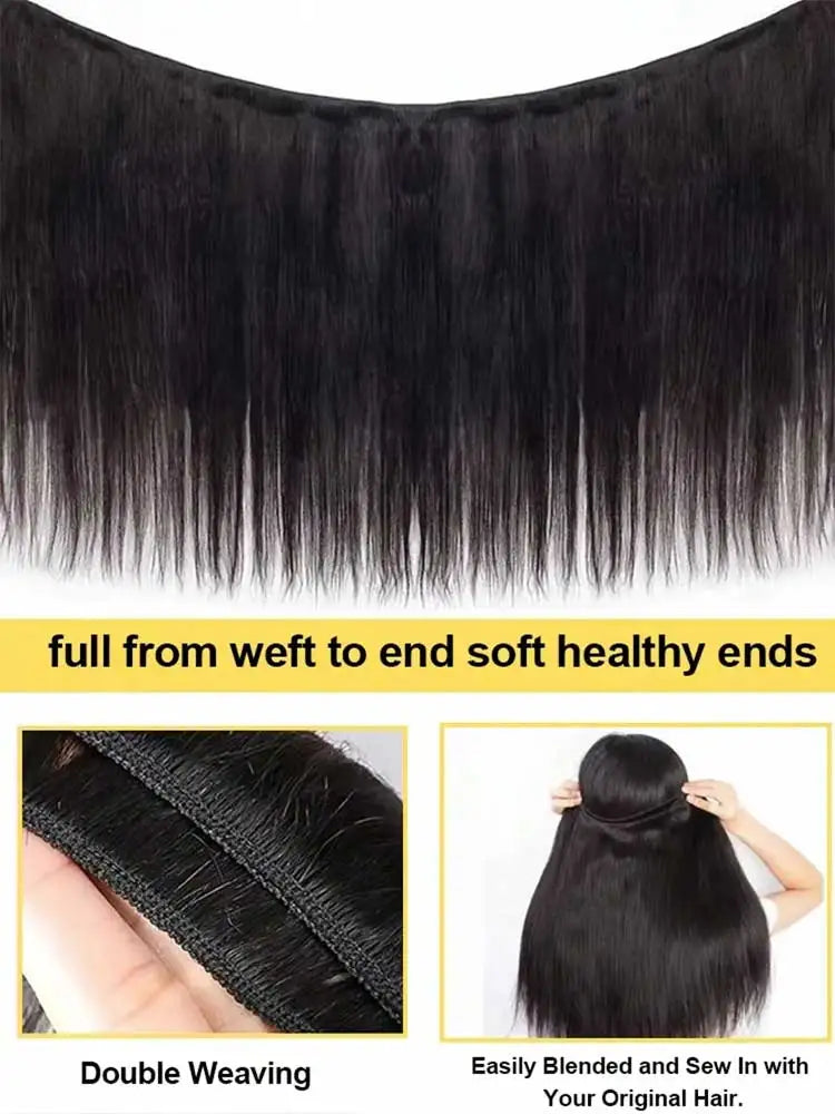 12-42 Inch Bone Straight Human Hair Bundles Brazilian Human Hair Weave Human Hair Long Remy Hair Extension Natural Black