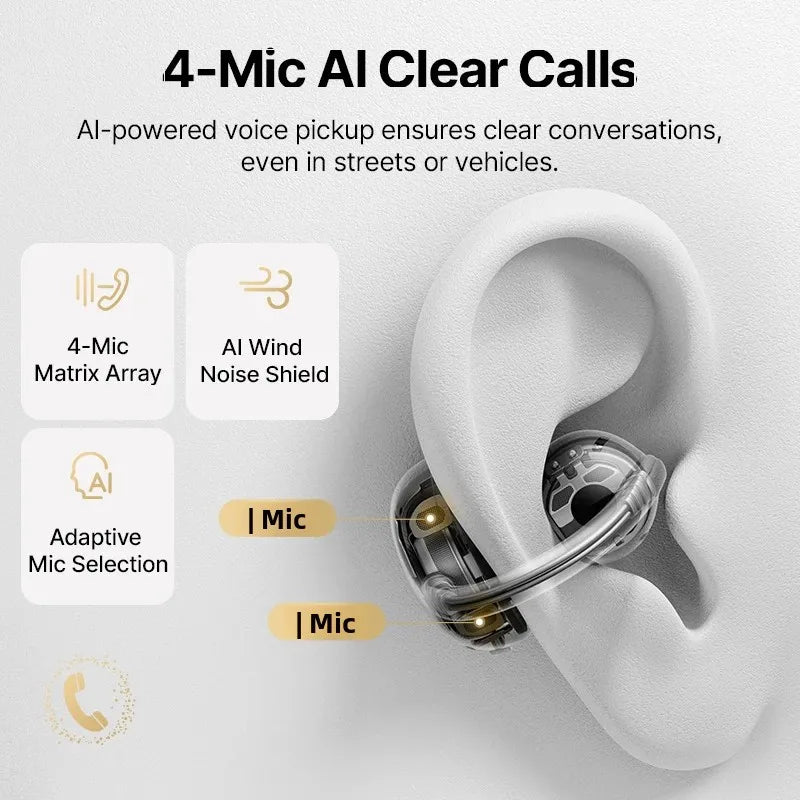 Baseus Bowie MC2 AIR Clip-on TWS Earbuds Ear Clips Wireless Earphones Bluetooth 6.0 Open Earrings 4 Mic ENC Sports Headphones