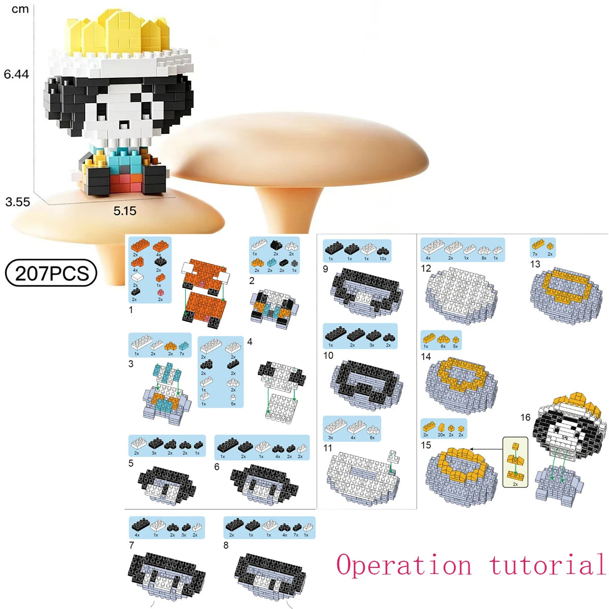 ONE PIECE Sun God Nika Luffy Micro Building Block Chopper Ace Buggy 3D Anime Model Assembly Mini Bricks Figure Toys For Gift