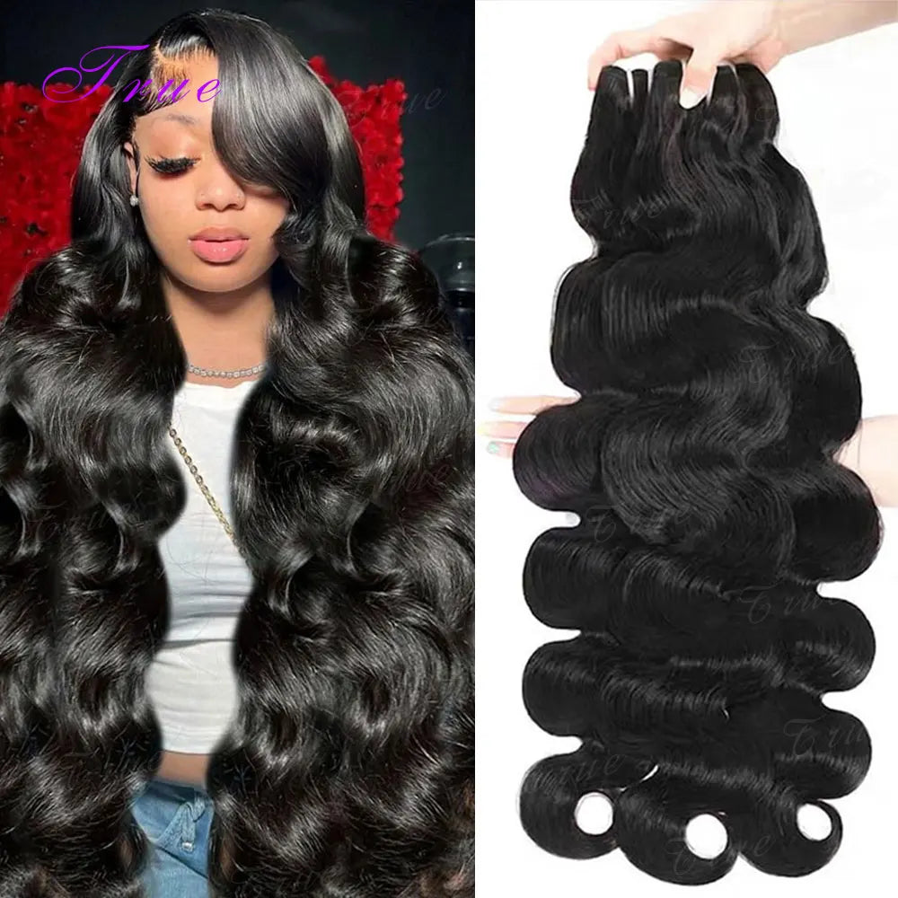 2 3 4 Pcs 14A Body Wave 100% Human Hair Bundles Brazilian Real Remy Weave Hair Unprocessed Raw Hair Bundles Extensions Natural Black