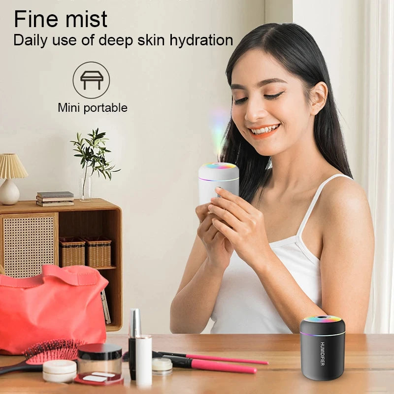 HOMEFISHMini Air Humidifier Usb Aroma Diffuser Essential Oil Purifier Cool Mist Sprayer Home BedroomLED Desktop humidificador