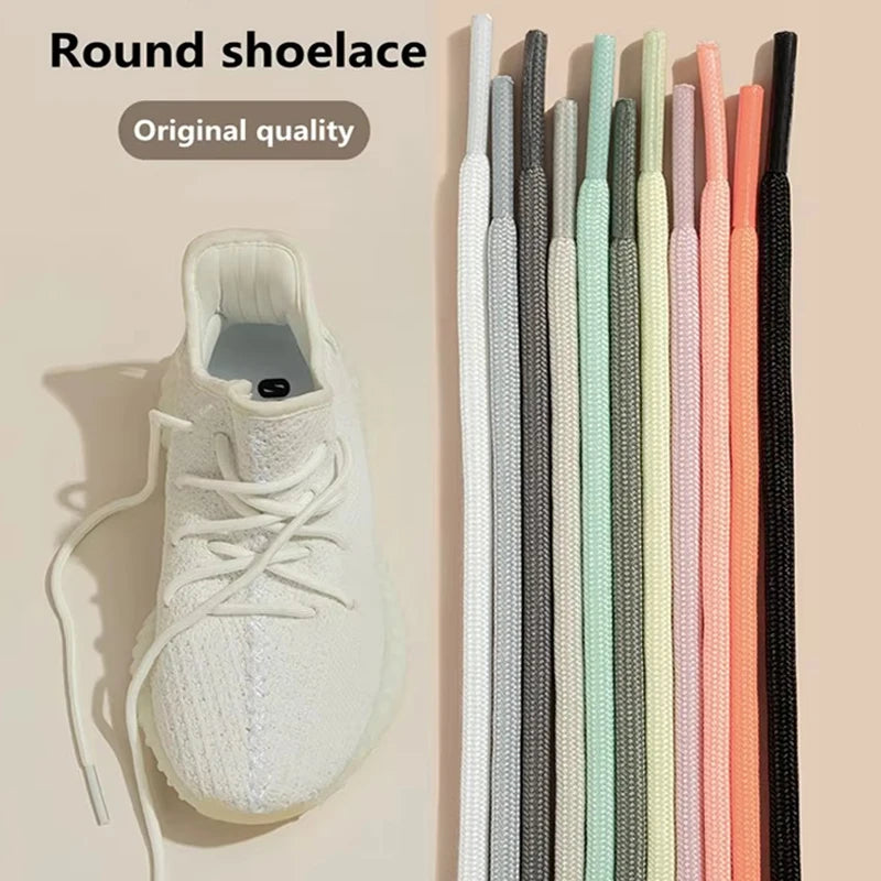 1 Pair New Round Shoe laces for Sneakers Yezy 350 Original Shoelaces for Shoes Polyester Solid Off White Laces Sport Shoestrings