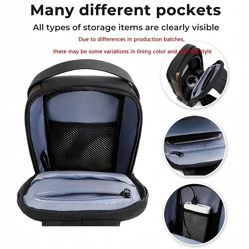 Men's anti-theft chest bag, fashionable motorcycle and casual sports sloping backpack, durable Oxford fabric
