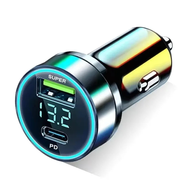 2026Car 200W Dual Port Mini USB Charger Ultra Fast Charging Cigarette Lighter Socket 12-24V Aluminum Cell Phone Charging Adapter
