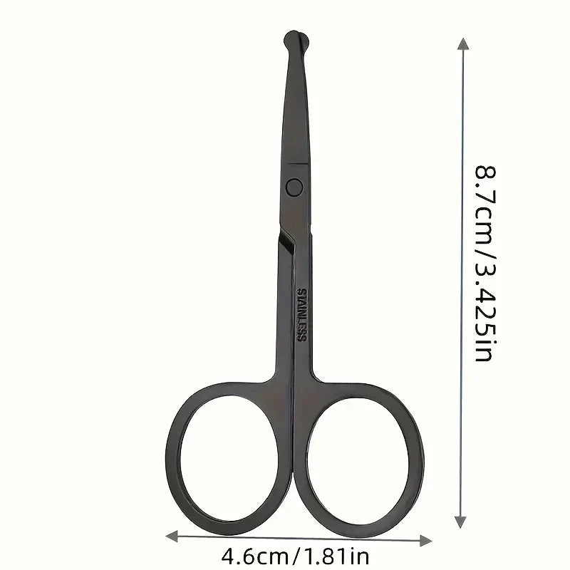 Black Round Head Nose Hair Trimmer, Stainless Steel Safety Nose Trimmer for Men & Women