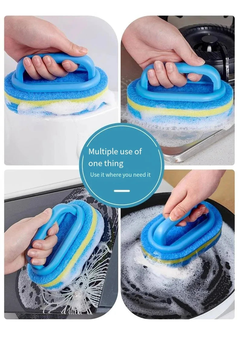 1PC Kitchen Cleaning Brush with Handle - Pot Washing High-Density Thick Scouring Pad Ceramic Tile Wall Cleaning Brush