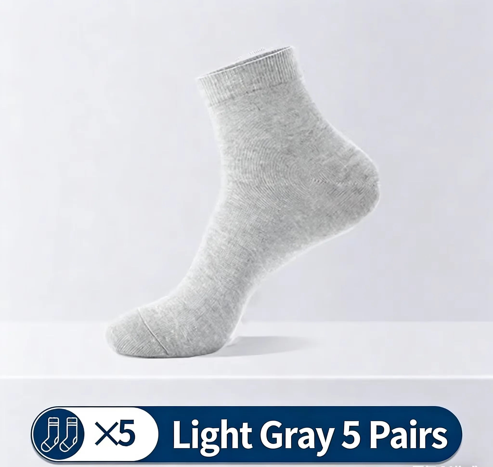 5 pairs of men's mid-calf socks, pure cotton sweat-absorbing odor-resistant autumn/winter business socks for all seasons