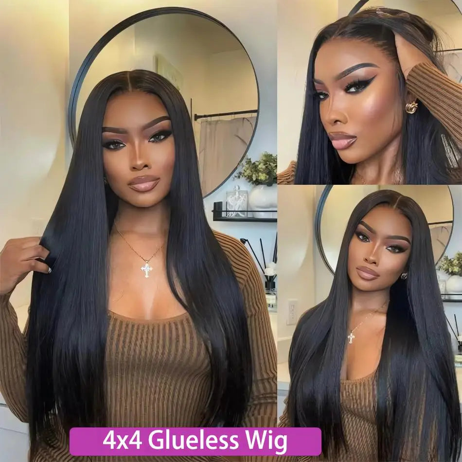 210 Density Glueless Wigs Human Hair Body Wave Lace Front Wigs Human Hair Pre Plucked 4x4 HD Lace Frontal Wigs