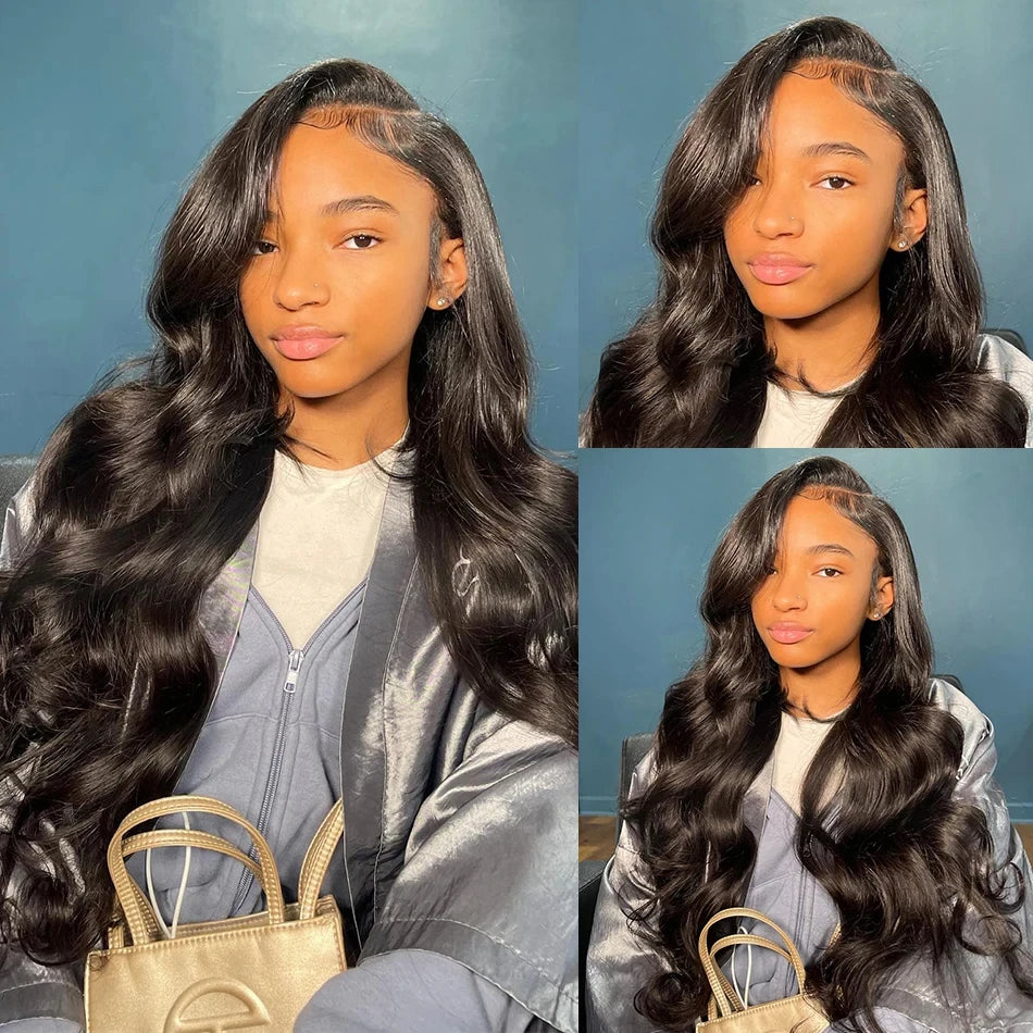 Brazilian Remy Human Hair Lace Front Wig Natural Black Body Wave 13x4 HD Transparent Lace Frontal Pre Plucked For Women