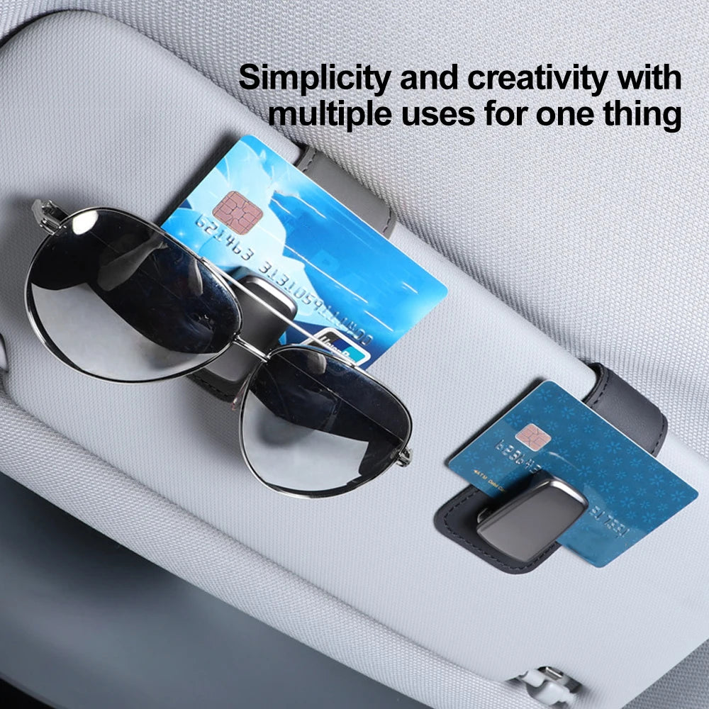Multifunction Car Sun Visor Glasses Clip Leather Eyeglasses Clip Automobile Sunglasses Holder Card Case Auto Interior Accessorie
