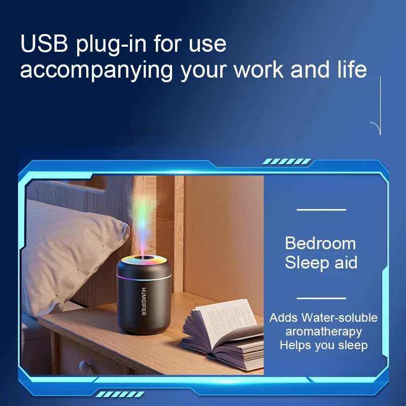 HOMEFISHMini Air Humidifier Usb Aroma Diffuser Essential Oil Purifier Cool Mist Sprayer Home BedroomLED Desktop humidificador