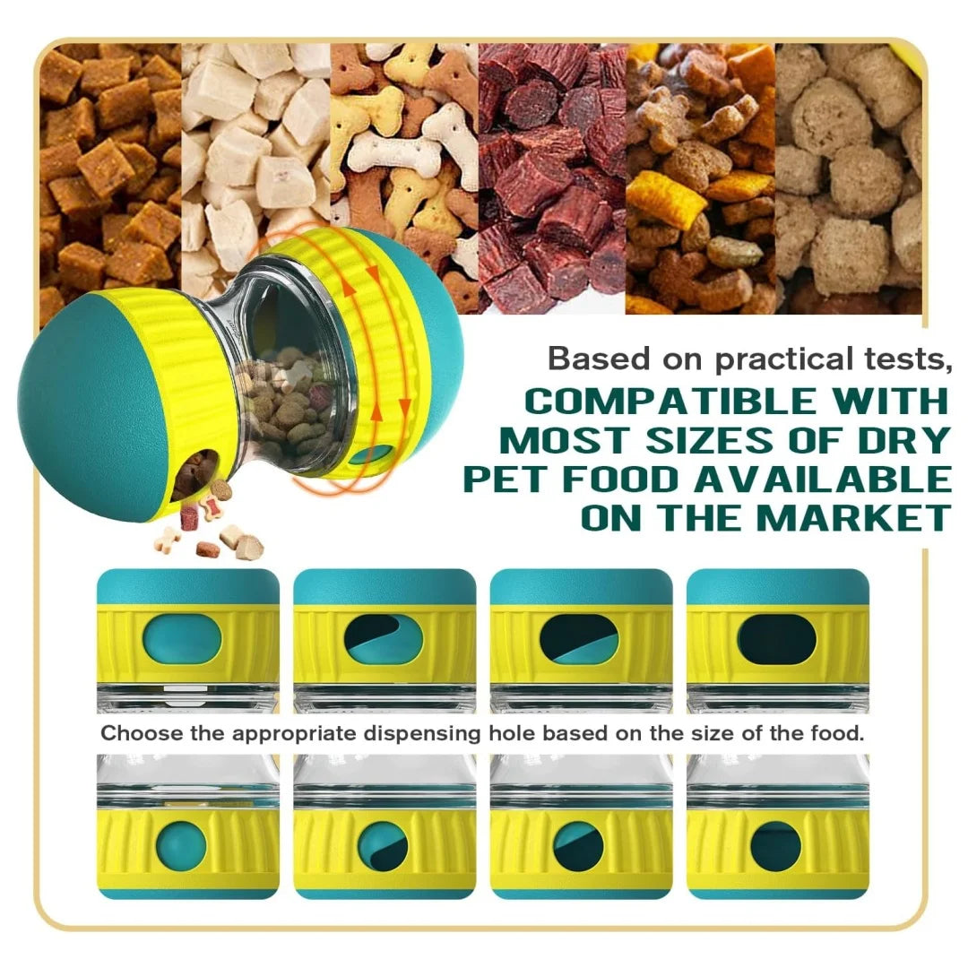 Pet Food Dispenser,Adjustable Distribution Ball,Sturdy Slow Feeding Puppy Reinforcement Training Toy,Pet Interactive Chasing Toy