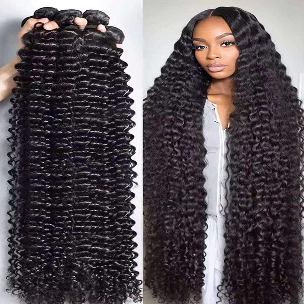 Burmese Curly Bundles Human Hair 30 34 40 Inch Deep Wave Raw Hair Bundles Unprocessed Double Weft Hair Extensions Weave