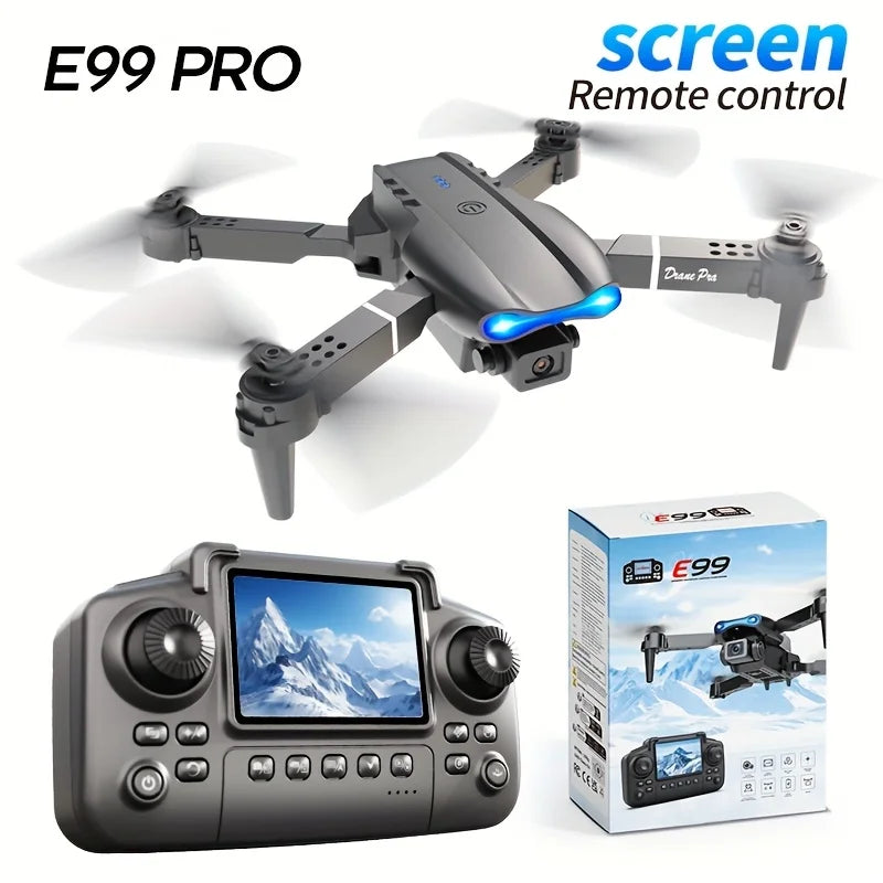 2026 New E99 PRO MAX Foldable Drone with Dual HD Camera, HD Screen Remote Control, 40min Flight Time with Extra Batteries, One Key Return Home, LED Lights, USB Charging, Easy to Fly for Beginners Adults, Ideal Christmas Holid