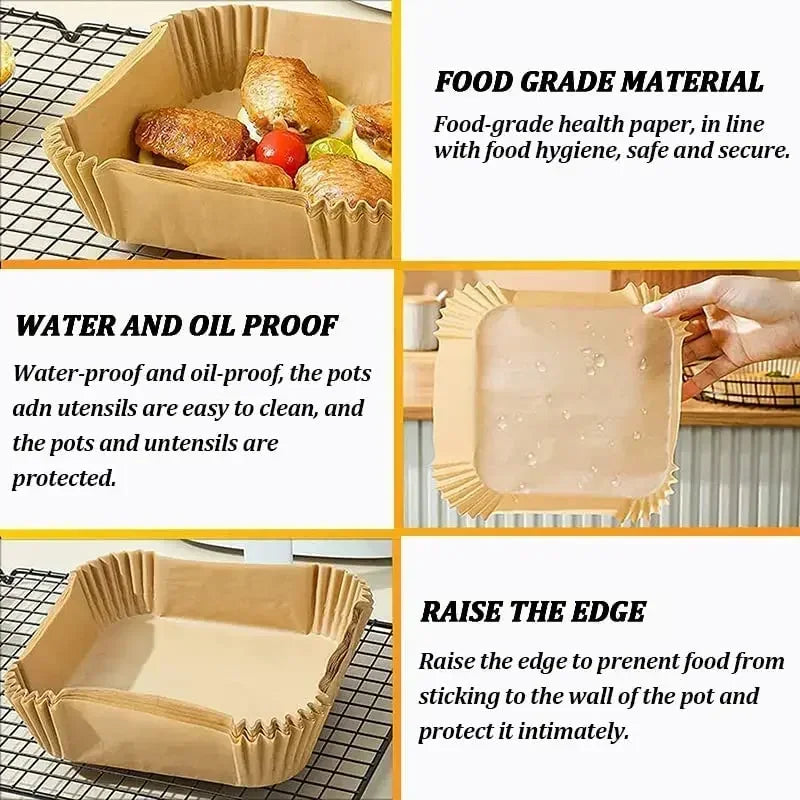 50/100/200Pcs Air Fryer Baking Paper Non-Stick Airfryer Baking Papers Round Air-Fryer Paper Liners Paper Kitchen Accessories