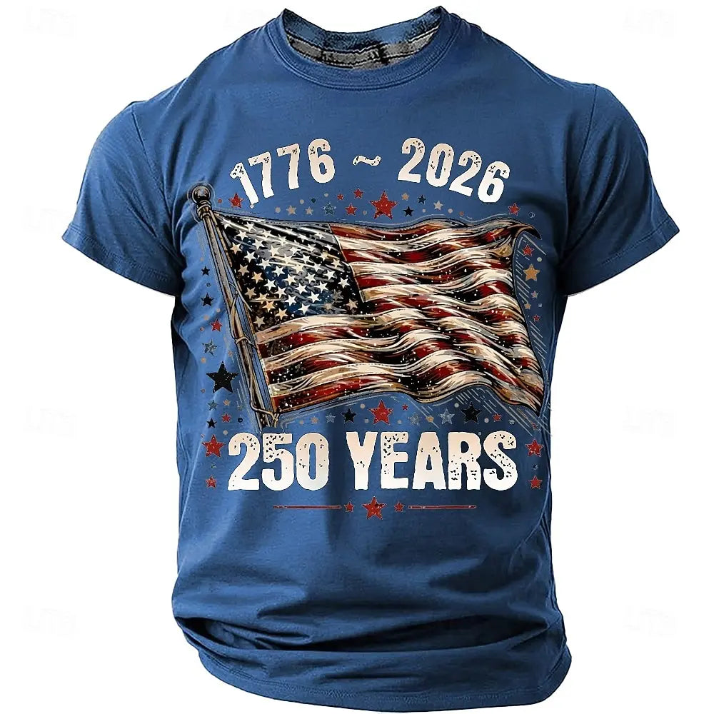 America 250th Birthday Eagle Flag 250 Years 1776-2026 Unisex Men's T-Shirts Casual Style Man Women Tees Vintage Men's Clothing