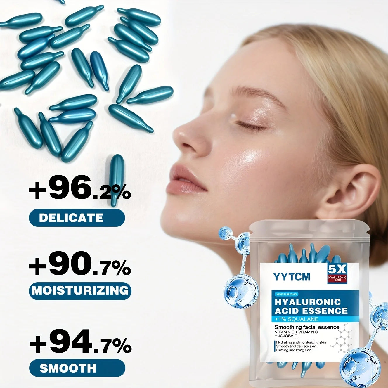 Hyaluronic acid deep moisturizing capsule essence, deep moisturizing and brightening skin essence (0.4gx30 capsules)/bag -1 bag