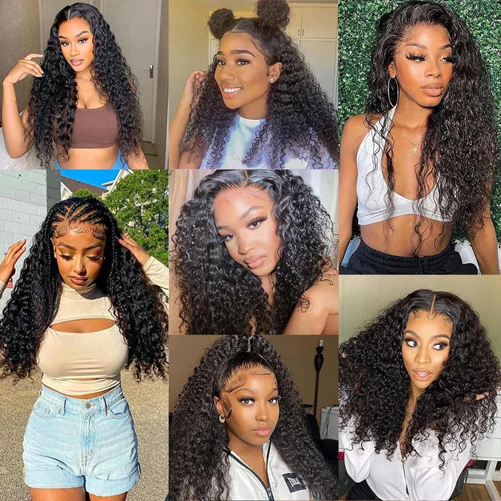 Deep Wave 40 Inch Frontal Wig Transparent 13x4 13x6 HD Lace Frontal Human Hair Wigs Curly Human Hair Lace Frontal Wigs For Women